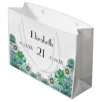 21e anniversaire fleurs de cactus succulents blanc
