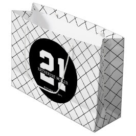 Grand Sac Cadeau 21e anniversaire personnalisé Moderne et élégant