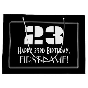 Grand Sac Cadeau 23e anniversaire ~ Art Déco Inspiré Look "23" + No