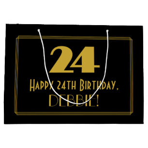 Grand Sac Cadeau 24e anniversaire — Art Déco Inspiré Look "24" & No