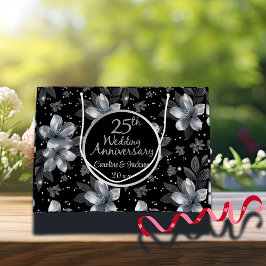 Grand Sac Cadeau 25e anniversaire de la Parties scintillant d'argen