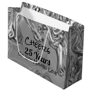 Grand Sac Cadeau 25e anniversaire du Mariage d'argent