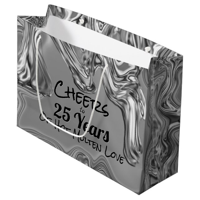 Grand Sac Cadeau 25e anniversaire du Mariage d'argent (Devant Angle)