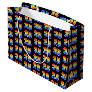 Grand Sac Cadeau 25e anniversaire : Fun Rainbow Event Numéro 25 Mot