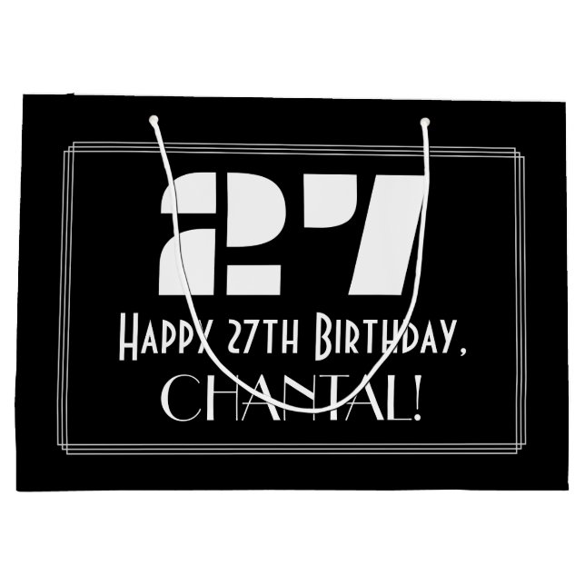 Grand Sac Cadeau 27e anniversaire ~ Art Déco Inspiré Look "27" + No (Dos)