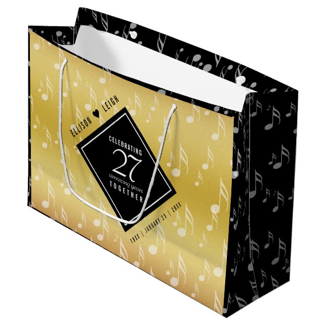 Grand Sac Cadeau 27e anniversaire du Mariage de musique (Devant Angle)