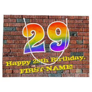 Grand Sac Cadeau 29e Anniversaire : Fun, Inspiré de Graffiti Arc-en