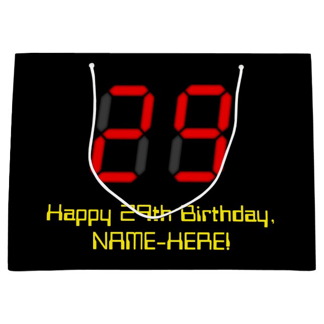 Grand Sac Cadeau 29ème anniversaire : Rouge Digital Horloge Style " (Devant)