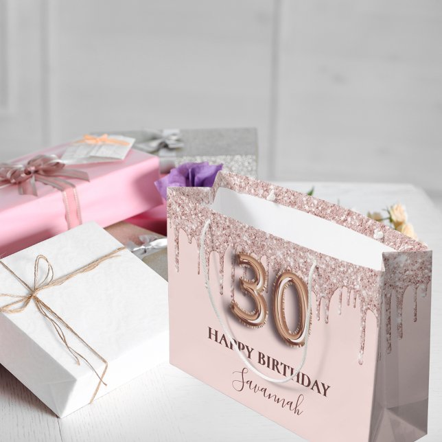 Grand Sac Cadeau 30e anniversaire blush rose parties scintillant go (Créateur téléchargé)