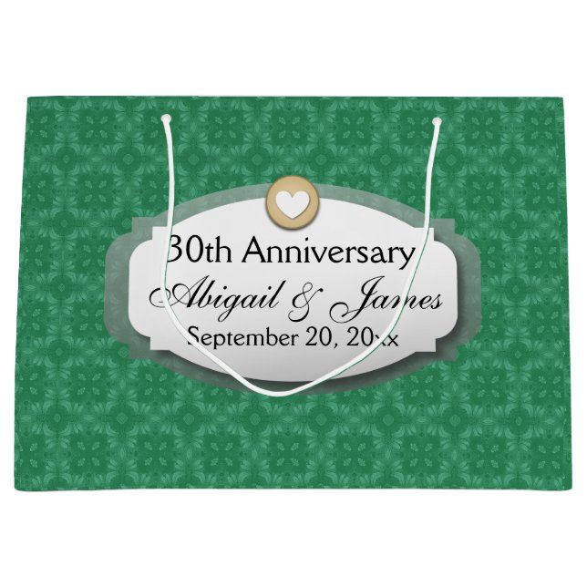 Grand Sac Cadeau 30e anniversaire du Mariage Green Z08 (Devant)