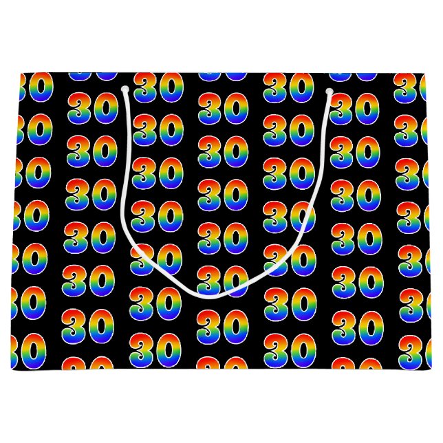 Grand Sac Cadeau 30e anniversaire : Fun Rainbow Numéro d'événement  (Devant)