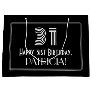 Grand Sac Cadeau 31e anniversaire — Art Déco Inspiré Look "31" & No
