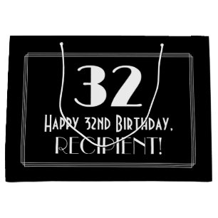 Grand Sac Cadeau 32e Anniversaire : Style Inspiré d'Art Déco "32",
