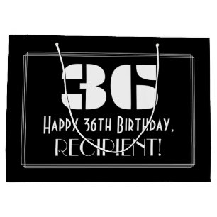 Grand Sac Cadeau 36ème anniversaire ~ Art Déco Inspiré Look "36" +