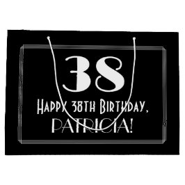 Grand Sac Cadeau 38ème anniversaire : Art Déco Style inspiré "38", 
