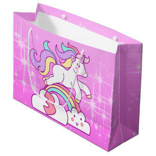 Grand Sac Cadeau 3ème anniversaire de licorne