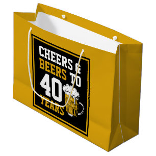 Grand Sac Cadeau 40e anniversaire Cheers & Bières à 40 ans