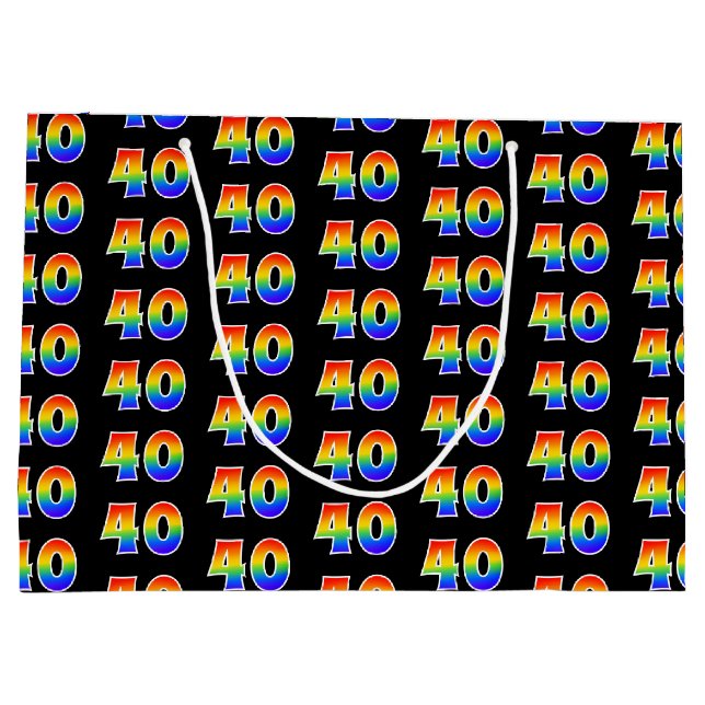 Grand Sac Cadeau 40e anniversaire : Fun Rainbow Numéro d'événement  (Dos)