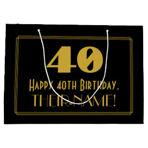 Grand Sac Cadeau 40e anniversaire — Représentation Art déco "40
