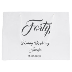 Grand Sac Cadeau 40ème lettre quarantième anniversaire ajouter nom