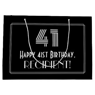 Grand Sac Cadeau 41e anniversaire — Représentation Art déco "41