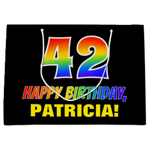 Grand Sac Cadeau 42e anniversaire : Bold, amusant, simple, arc-en-c