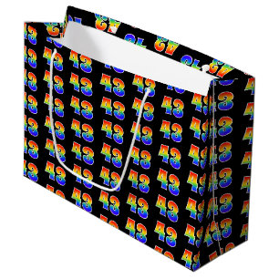 Grand Sac Cadeau 43e anniversaire : Fun Rainbow Event Numéro 43 Mot