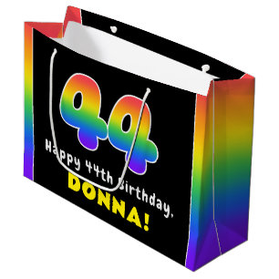 Grand Sac Cadeau 44e anniversaire : Arc-en-ciel coloré # 44, Nom pe