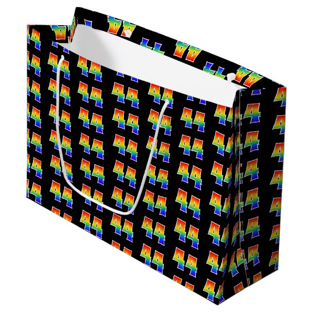 Grand Sac Cadeau 44e anniversaire : Fun Rainbow Numéro d'événement  (Devant Angle)