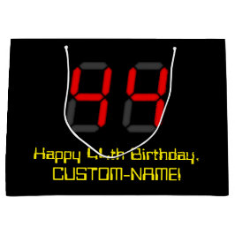 Grand Sac Cadeau 44ème anniversaire : Rouge Digital Horloge Style "