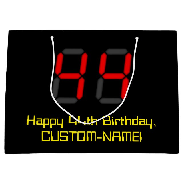 Grand Sac Cadeau 44ème anniversaire : Rouge Digital Horloge Style " (Devant)