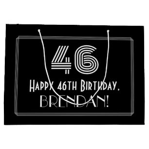 Grand Sac Cadeau 46e anniversaire — Art Déco Inspiré Look "46" & No
