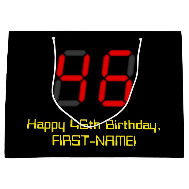 Grand Sac Cadeau 46ème anniversaire : Rouge Digital Horloge Style " (Devant)
