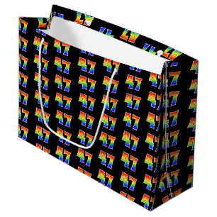 Grand Sac Cadeau 47e anniversaire : Fun Rainbow Event Numéro 47 Mot