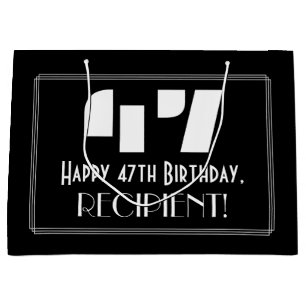 Grand Sac Cadeau 47ème anniversaire ~ Art Déco Inspiré Look "47" +