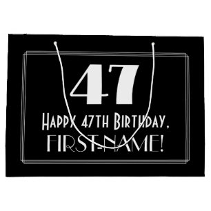 Grand Sac Cadeau 47ème anniversaire : Art Déco Style inspiré "47",