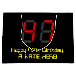Grand Sac Cadeau 47ème anniversaire : Rouge Digital Horloge Style "