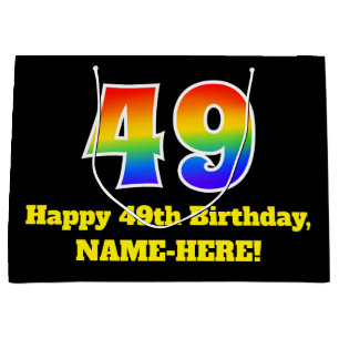Grand Sac Cadeau 49e anniversaire ~ Amusant, coloré, Vibrant, Arc e