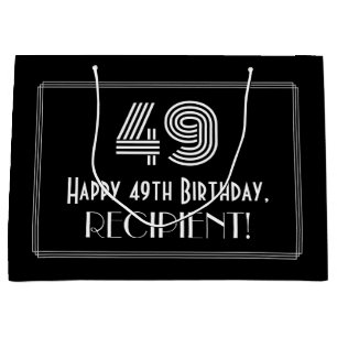 Grand Sac Cadeau 49e anniversaire — Art Déco Inspiré Look "49" & No