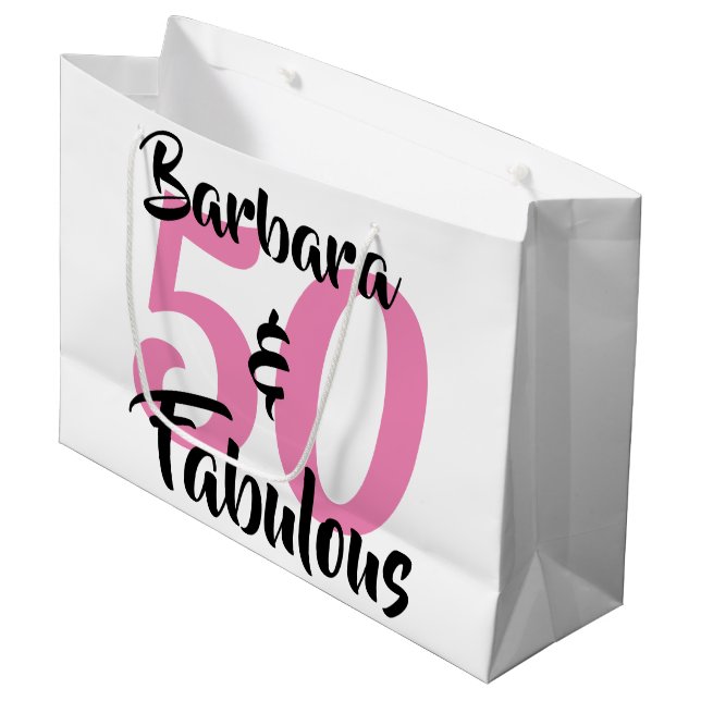 Grand Sac Cadeau 50 et fabuleux fête d'anniversaire personnalisée (Devant Angle)