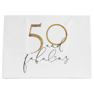 Grand Sac Cadeau 50 & Fabulous Gold Black & White 50e anniversaire