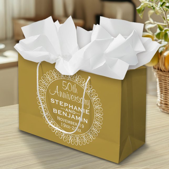 Grand Sac Cadeau 50e anniversaire du Mariage Personnalisé (Custom Gift Bag)