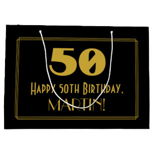 Grand Sac Cadeau 50e anniversaire — Représentation Art déco "50