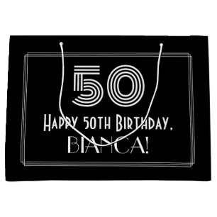 Grand Sac Cadeau 50e anniversaire — Représentation Art déco "50