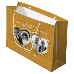 Grand Sac Cadeau 50e cadeau d'anniversaire de mariage d'or