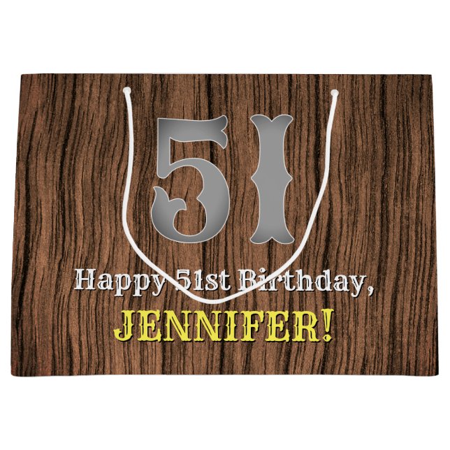 Grand Sac Cadeau 51e anniversaire : Pays inspiré par l'Ouest Look,  (Devant)
