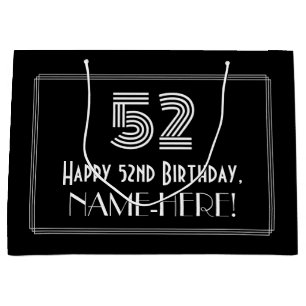 Grand Sac Cadeau 52e anniversaire — Image Art Déco inspirée "52