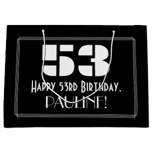 Grand Sac Cadeau 53e anniversaire ~ Art Déco Inspiré Look "53" + No