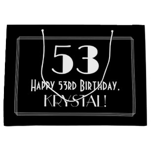 Grand Sac Cadeau 53e anniversaire : Art Déco Style inspiré "53", No