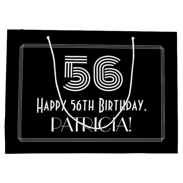 Grand Sac Cadeau 56e anniversaire — Art Déco Inspiré Look "56" & No (Dos)